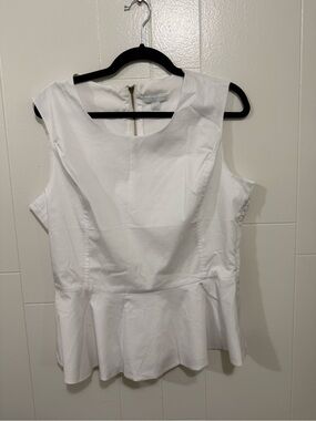 New York & Company White Sleeveless Peplum Shell Top